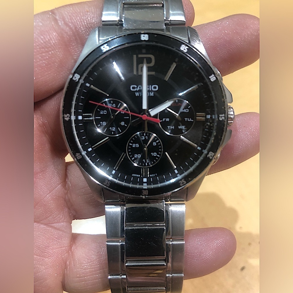 CASIO Chrono Stainless Steel Bracelet Watch, Sized Small